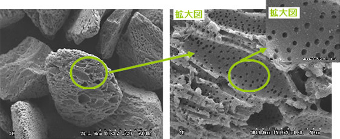 活性炭の顕微鏡観察写真